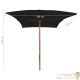 Grand Parasol Rectangle 300 X 200 X 250 cm Noir. Poteau en bois. Raffinement et Ombre Terrasse et Jardin