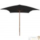 Grand Parasol Rectangle 300 X 200 X 250 cm Noir. Poteau en bois. Raffinement et Ombre Terrasse et Jardin