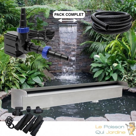 Pack Complet Cascade - Lame D'Eau 45 cm Inox , Pompe, Tuyau, Connecteurs Bassins de jardin et piscines