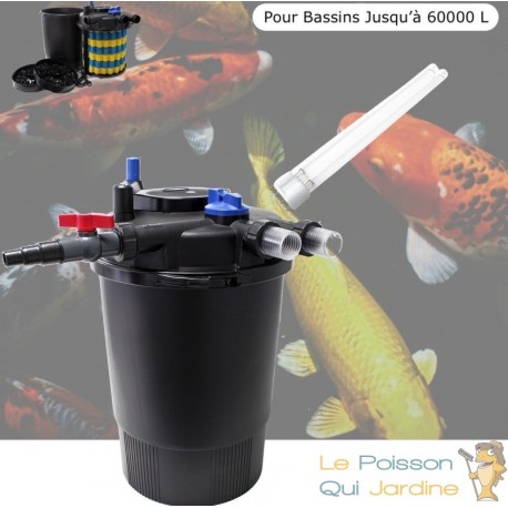 Filtre bassins de jardin sous pression UV 55W jusqu'à 60000 litres + 1 ampoule UV de rechange