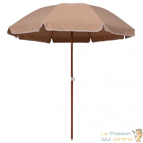 Parasol Rond 230 cm Taupe. Poteau en acier. Raffinement et Ombre Terrasse et Jardin