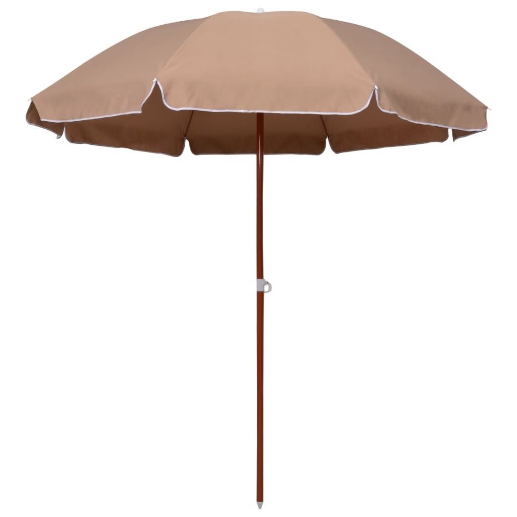 Parasol Rond 230 cm Taupe. Poteau en acier. Raffinement et Ombre Terrasse et Jardin