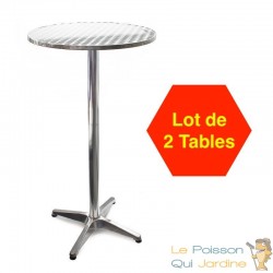 2 Tables Hautes Style Bistrot Bar 114 cm et dimaètre 60 cm. Aluminium Idéal Soirée , Terrasse, Barbecue, Fêtes