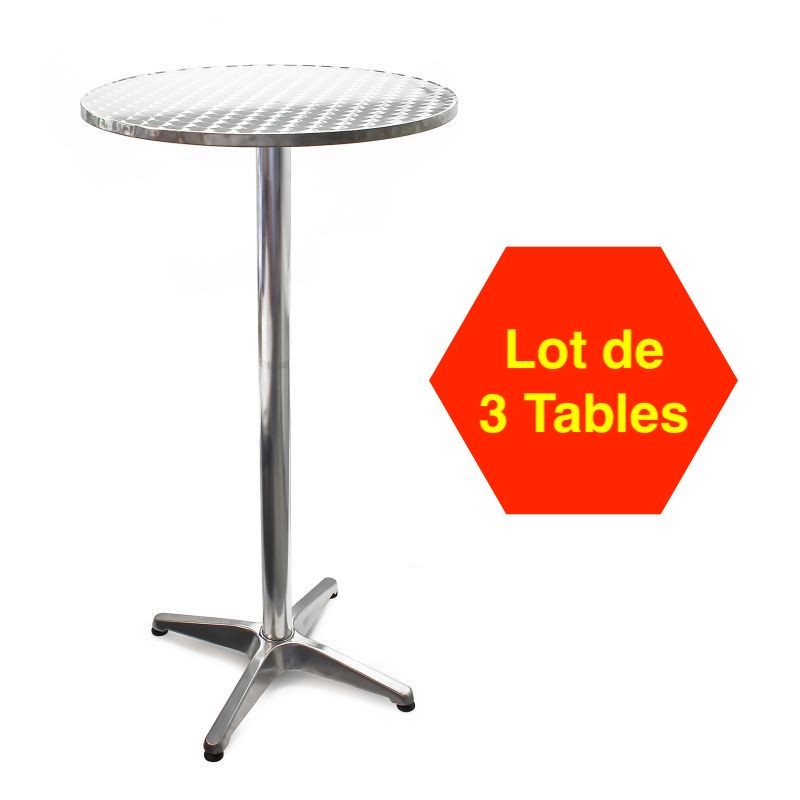 3 Tables Hautes Style Bistrot Bar 114 cm et dimaètre 60 cm. Aluminium Idéal Soirée , Terrasse, Barbecue, Fêtes