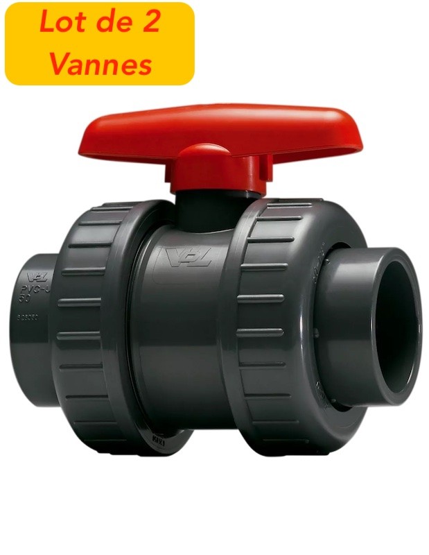 2 Vannes à Billes 63 mm pour bassins de jardin et irrigation