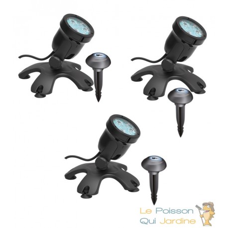 3 Spots Led Bassin 3W Immergeable Plus capteur de luminosité Pour Bassin De Jardins Et Étangs Extérieurs