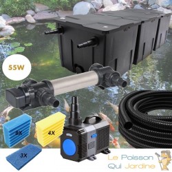 Kit de Filtration complet avec UV 55W pour bassin de jardin : 40 à 60 m³