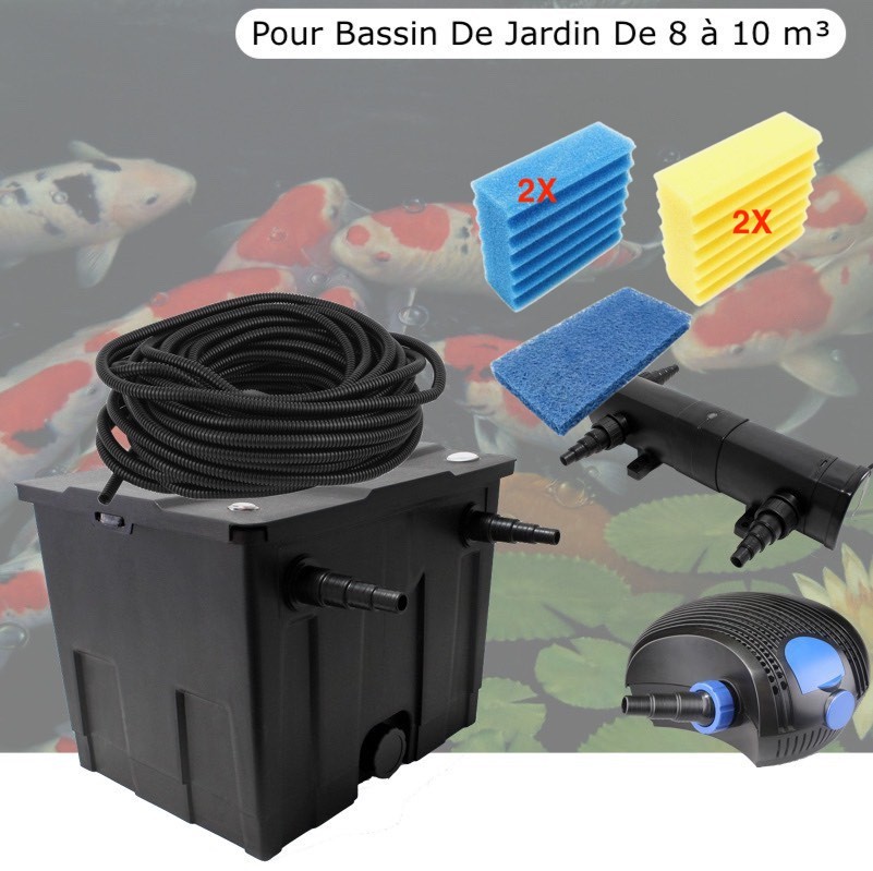 Kit De Filtration Complet Avec UV 36W + Jeu de mousses Pour Bassin De Jardin : 8 à 10 m³