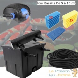 Kit De Filtration, Avec UV 18W, Pour Bassin De Jardin : 5 à 10 m³ + Jeu de mousses