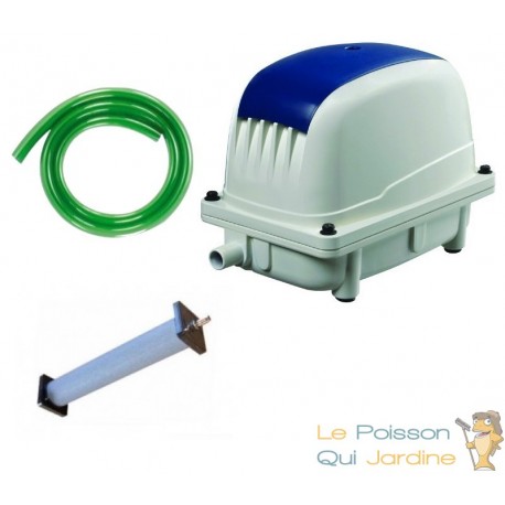 Set Aérateur Bassin Pompe à air 2100 l/h 1 diffuseur 22 cm SILENCIEUX. Pour 4000 litres environ