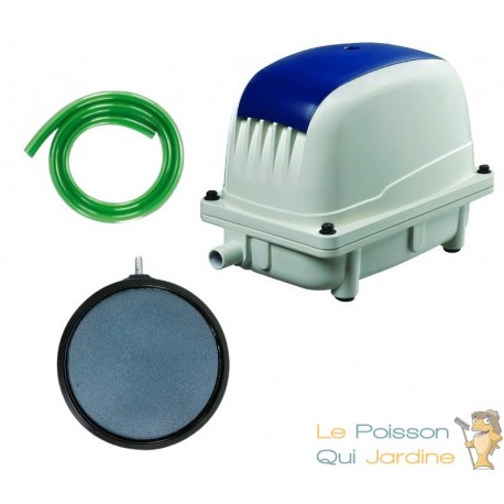 Set Aérateur Bassin Pompe à air 3600 l/h 1 diffuseur 20 cm SILENCIEUX. Pour 4000 litres environ